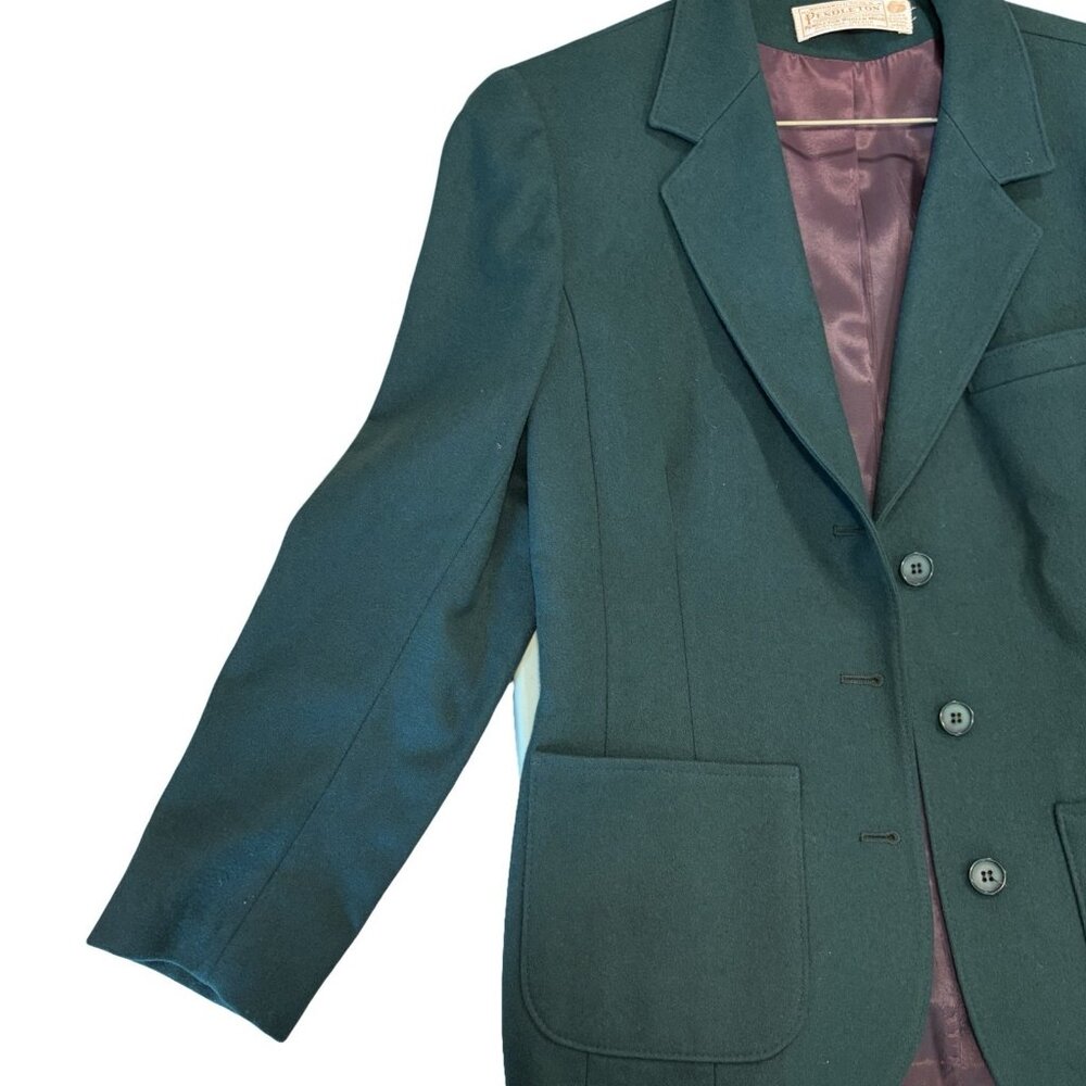 Vintage Pendleton Women’s Emerald/hunter Green blazer Pure Wool American Made Sm - Picture 2 of 9